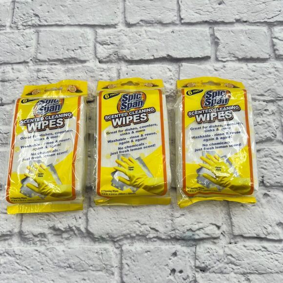 NOT FOR SALE 3 Spic And Span Scented Lemon Cleaning Towels Packs of 6 New - Picture 2 of 5